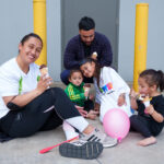 family enjoying some food